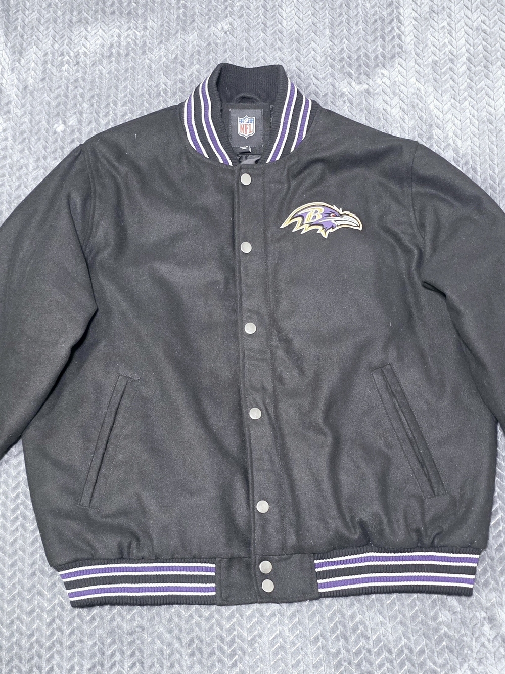 Baltimore Ravens Black & Purple Wool Varsity Jacket 2XL